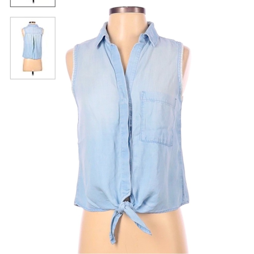 Anthropologie Cloth & Stone sleeveless button down blouse tie front Small EUC
